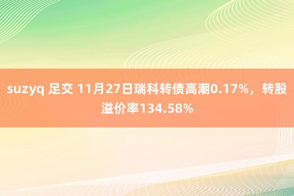suzyq 足交 11月27日瑞科转债高潮0.17%，转股溢价率134.58%